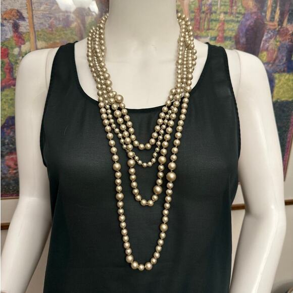 J. Crew Jewelry - J. Crew Gray Layered Faux Pearl Necklace